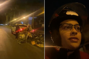 Motociclista é atropelada após filmar descarte irregular de entulho no litoral de SP; VÍDEO