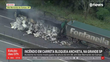 Incêndio em carreta bloqueia trecho da Anchieta no sentido litoral